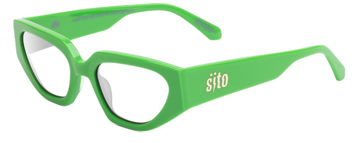 Profile View of SITO SHADES AXIS Designer Progressive Lens Prescription Rx Eyeglasses in Neon Green Flash Ladies Square Full Rim Acetate 55 mm