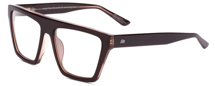 Profile View of SITO SHADES BENDER Designer Reading Eye Glasses with Custom Cut Powered Lenses in Black Crystal Ladies Rectangular Full Rim Acetate 57 mm