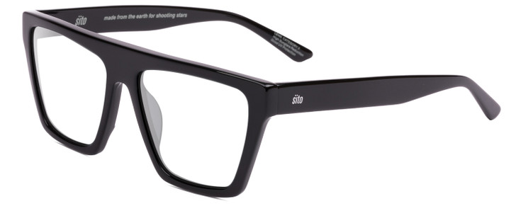 Profile View of SITO SHADES BENDER Designer Reading Eye Glasses in Black Ladies Rectangular Full Rim Acetate 57 mm
