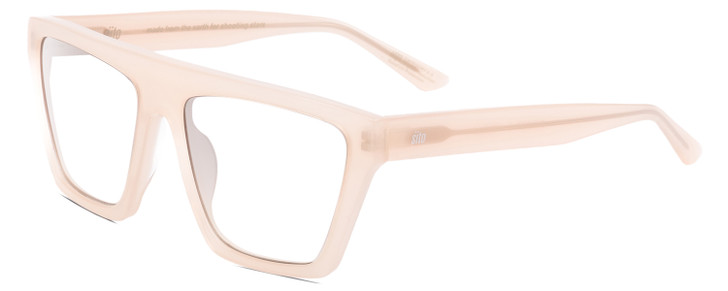 Profile View of SITO SHADES BENDER Designer Reading Eye Glasses with Custom Cut Powered Lenses in Vanilla Pink Crystal Ladies Rectangular Full Rim Acetate 57 mm