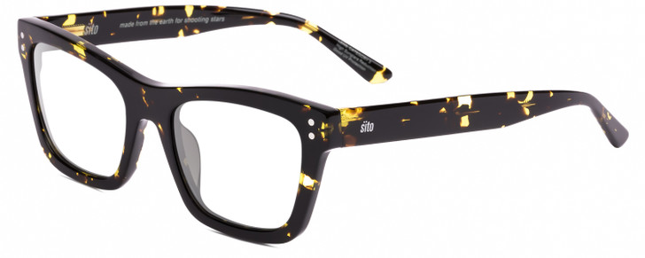 Profile View of SITO SHADES BREAK OF DAWN Designer Reading Eye Glasses in Limeade Yellow Black Tortoise Unisex Square Full Rim Acetate 54 mm