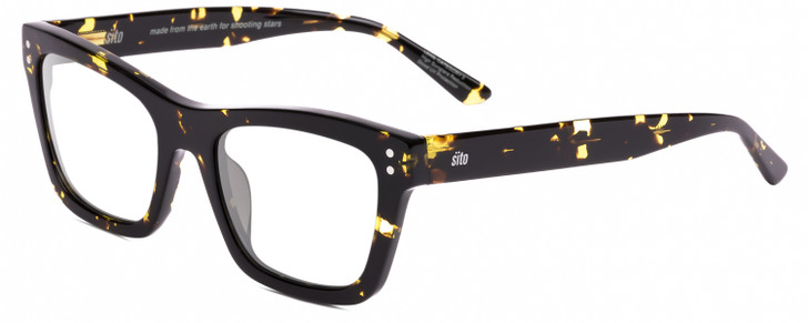 Profile View of SITO SHADES BREAK OF DAWN Designer Progressive Lens Prescription Rx Eyeglasses in Limeade Yellow Black Tortoise Unisex Square Full Rim Acetate 54 mm