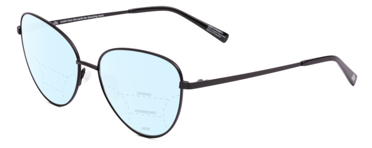 Profile View of SITO SHADES CANDI Designer Progressive Lens Blue Light Blocking Eyeglasses in Matte Black Unisex Pilot Full Rim Metal 59 mm