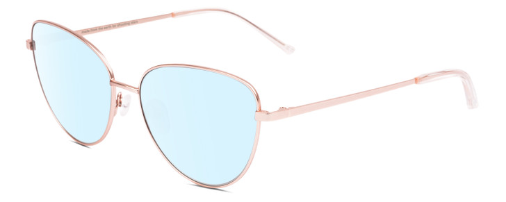 Profile View of SITO SHADES CANDI Designer Blue Light Blocking Eyeglasses in Rose Gold Unisex Pilot Full Rim Metal 59 mm