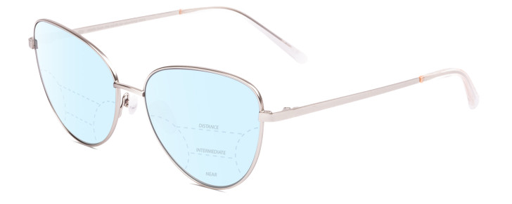 Profile View of SITO SHADES CANDI Designer Progressive Lens Blue Light Blocking Eyeglasses in Silver Unisex Pilot Full Rim Metal 59 mm