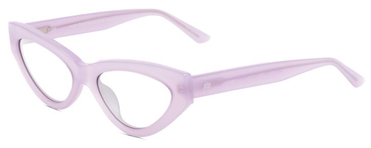 Profile View of SITO SHADES DIRTY EPIC Designer Reading Eye Glasses with Custom Cut Powered Lenses in Wild Orchid Purple Crystal Ladies Cat Eye Full Rim Acetate 55 mm