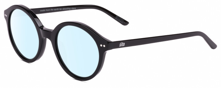 Profile View of SITO SHADES DIXON Designer Blue Light Blocking Eyeglasses in Black  Unisex Round Full Rim Acetate 52 mm