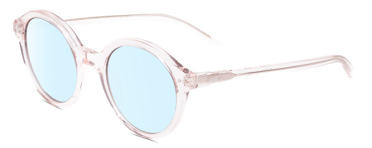 Profile View of SITO SHADES DIXON Designer Blue Light Blocking Eyeglasses in Dew Clear Pink Crystal Unisex Round Full Rim Acetate 52 mm