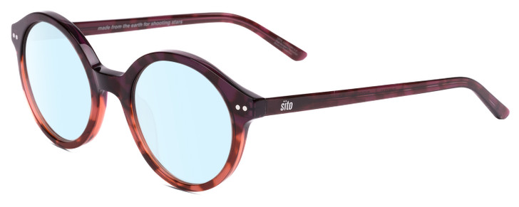 Profile View of SITO SHADES DIXON Designer Blue Light Blocking Eyeglasses in Rosewood Purple Tortoise Unisex Round Full Rim Acetate 52 mm