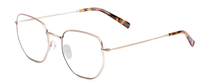 Profile View of SITO SHADES ETERNAL Designer Reading Eye Glasses with Custom Cut Powered Lenses in Gold Tortoise Tips Unisex Square Full Rim Metal 52 mm