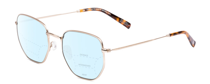 Profile View of SITO SHADES ETERNAL Designer Progressive Lens Blue Light Blocking Eyeglasses in Gold Tortoise Tips Unisex Square Full Rim Metal 52 mm