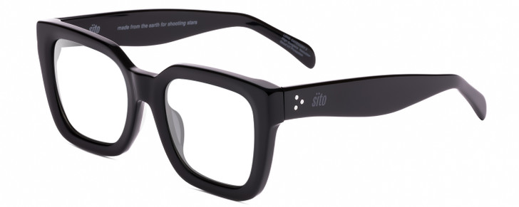 Profile View of SITO SHADES HARLOW Designer Bi-Focal Prescription Rx Eyeglasses in Black Ladies Square Full Rim Acetate 52 mm