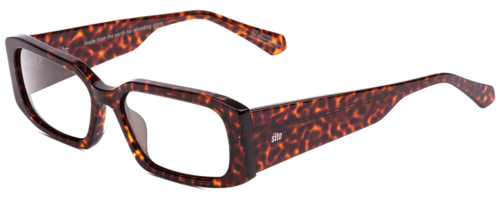 Profile View of SITO SHADES INNER VISION Designer Reading Eye Glasses with Custom Cut Powered Lenses in Amber Cheetah Ladies Square Full Rim Acetate 56 mm