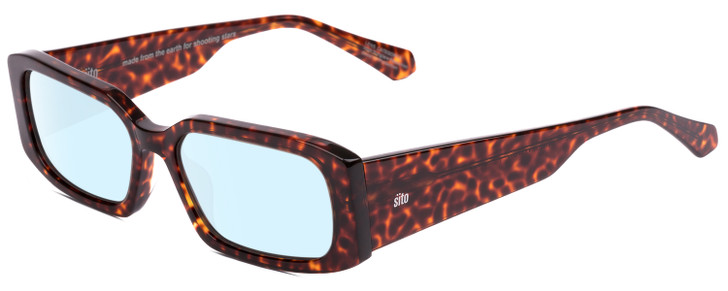 Profile View of SITO SHADES INNER VISION Designer Blue Light Blocking Eyeglasses in Amber Cheetah Ladies Square Full Rim Acetate 56 mm