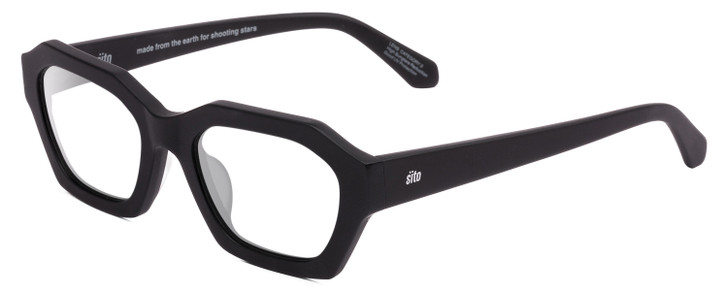 Profile View of SITO SHADES KINETIC Designer Single Vision Prescription Rx Eyeglasses in Black Unisex Square Full Rim Acetate 54 mm