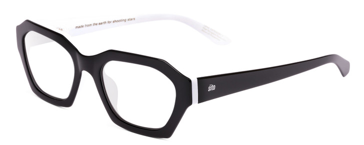 Profile View of SITO SHADES KINETIC Designer Progressive Lens Prescription Rx Eyeglasses in Black White Unisex Square Full Rim Acetate 54 mm
