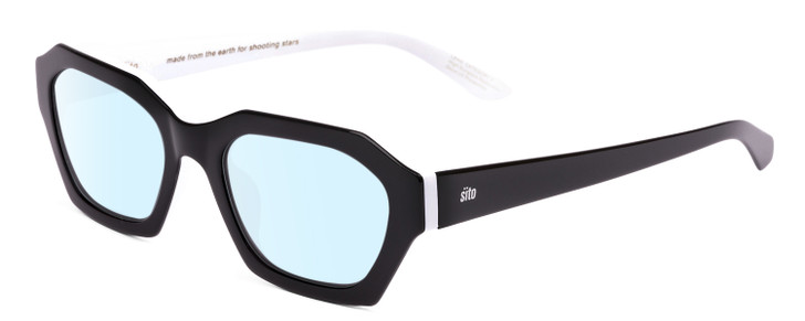 Profile View of SITO SHADES KINETIC Designer Blue Light Blocking Eyeglasses in Black White Unisex Square Full Rim Acetate 54 mm
