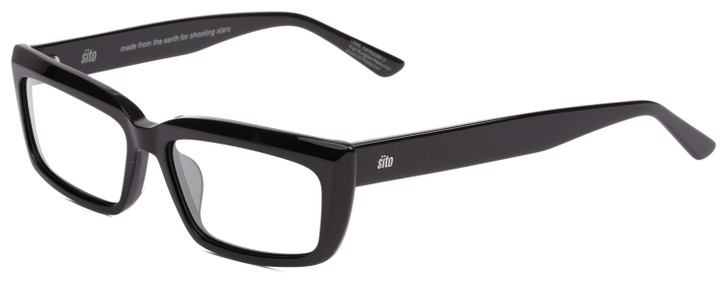 Profile View of SITO SHADES NIGHT IN MOTION Designer Reading Eye Glasses in Black Unisex Square Full Rim Acetate 57 mm