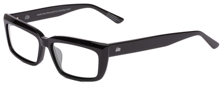 Profile View of SITO SHADES NIGHT IN MOTION Designer Single Vision Prescription Rx Eyeglasses in Black Unisex Square Full Rim Acetate 57 mm