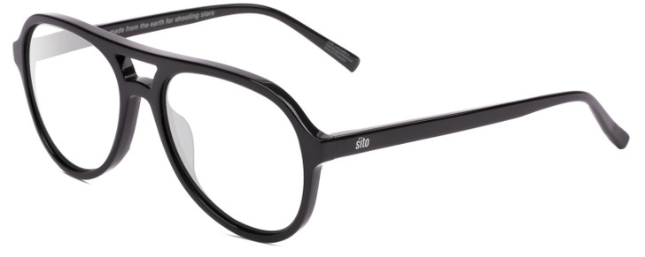 Profile View of SITO SHADES NIGHTFEVER Designer Progressive Lens Prescription Rx Eyeglasses in Black Unisex Pilot Full Rim Acetate 58 mm