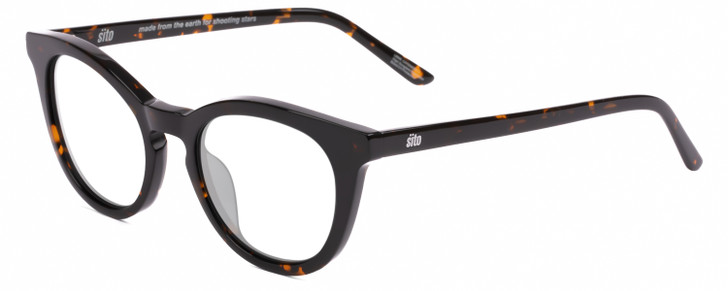 Profile View of SITO SHADES NOW OR NEVER Designer Progressive Lens Prescription Rx Eyeglasses in Demi-Tortoise Havana Ladies Round Full Rim Acetate 50 mm