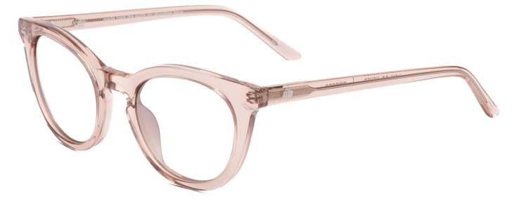 Profile View of SITO SHADES NOW OR NEVER Designer Single Vision Prescription Rx Eyeglasses in Sirocco Pink Crystal Ladies Square Full Rim Acetate 50 mm