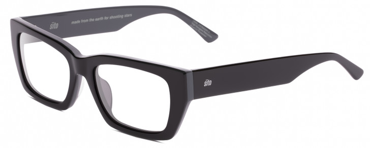 Profile View of SITO SHADES OUTER LIMITS Designer Reading Eye Glasses in Black Gray Unisex Square Full Rim Acetate 54 mm