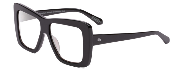 Profile View of SITO SHADES PAPILLION Designer Reading Eye Glasses in Black Ladies Square Full Rim Acetate 56 mm