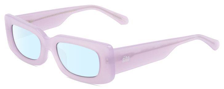 Profile View of SITO SHADES REACHING DAWN Designer Blue Light Blocking Eyeglasses in Wild Orchid Purple Crystal Ladies Square Full Rim Acetate 51 mm