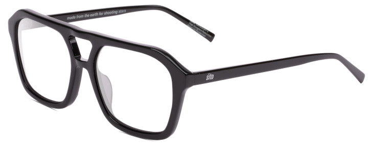 Profile View of SITO SHADES THE VOID Designer Single Vision Prescription Rx Eyeglasses in Black Unisex Pilot Full Rim Acetate 56 mm