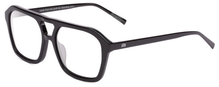 Profile View of SITO SHADES THE VOID Designer Progressive Lens Prescription Rx Eyeglasses in Black Unisex Pilot Full Rim Acetate 56 mm