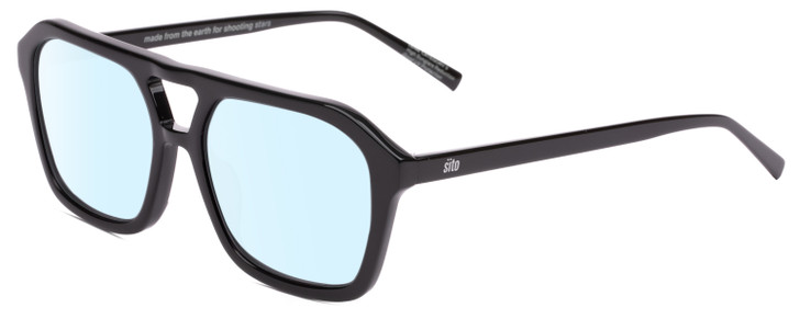 Profile View of SITO SHADES THE VOID Designer Blue Light Blocking Eyeglasses in Black Unisex Pilot Full Rim Acetate 56 mm