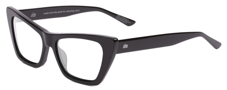 Profile View of SITO SHADES WONDERLAND Designer Reading Eye Glasses in Black Ladies Cat Eye Full Rim Acetate 54 mm