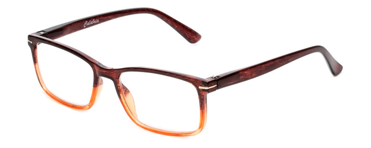 Profile View of Calabria R218 Women Rectangular Designer Reading Glasses Brown Crystal Fade 51mm