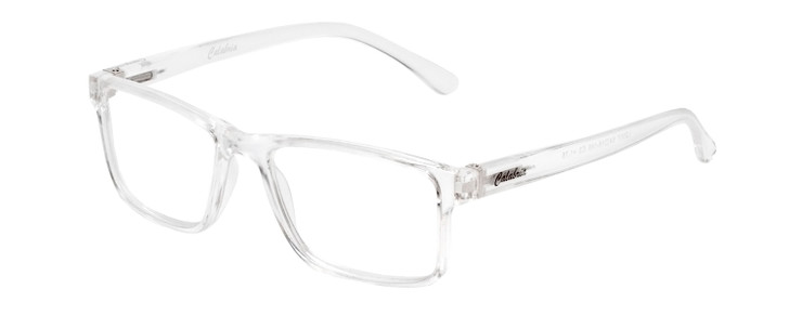 Profile View of Calabria L2007-C3 Designer Reading Eye Glasses with Custom Cut Powered Lenses in Crystal Clear Unisex Square Full Rim Acetate 54 mm