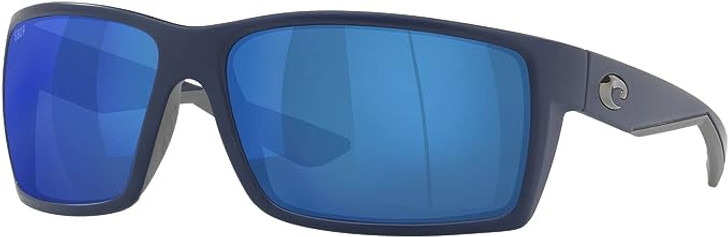 Costa Del Mar Men Reefton Polarized Rectangular Sunglasses Blue Mirror 580P 64mm