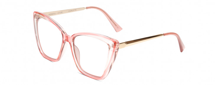 Profile View of Kendall+Kylie KK5126 CHARLOTTE Designer Single Vision Prescription Rx Eyeglasses in Blush Pink Crystal Gold Ladies Cat Eye Full Rim Acetate 54 mm