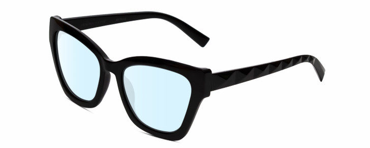 Profile View of Kendall+Kylie KK5130CE ESTELLE Designer Blue Light Blocking Eyeglasses in Shiny Black  Ladies Cat Eye Full Rim Acetate 52 mm