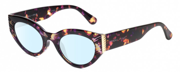 Profile View of Kendall+Kylie KK5143CE ALEXANDRA Designer Blue Light Blocking Eyeglasses in Violet Demi Tortoise Havana Crystal Gold Ladies Cat Eye Full Rim Acetate 49 mm