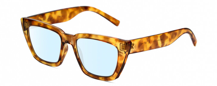 Profile View of Kendall+Kylie KK5145CE SADIE Designer Blue Light Blocking Eyeglasses in Amber Demi Tortoise Havana Crystal Ladies Square Full Rim Acetate 50 mm