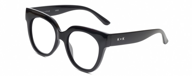 Profile View of Kendall+Kylie KK5149CE JAMIE Designer Reading Eye Glasses in Gloss Black Ladies Round Full Rim Acetate 51 mm