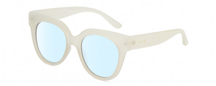 Profile View of Kendall+Kylie KK5149CE JAMIE Designer Blue Light Blocking Eyeglasses in Milky Beige Crystal Ladies Round Full Rim Acetate 51 mm