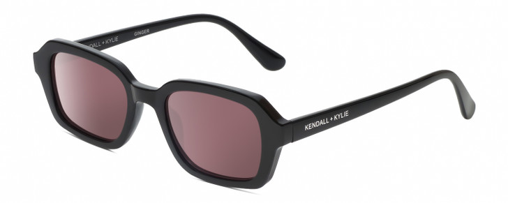 Profile View of Kendall+Kylie KK5152CE GINGER Womens Hexagon Designer Sunglasses Black/Pink 50mm