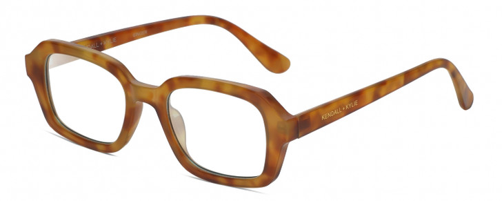 Profile View of Kendall+Kylie KK5152CE GINGER Designer Reading Eye Glasses in Golden Demi Tortoise Havana Ladies Hexagonal Full Rim Acetate 50 mm