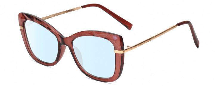 Kendall+Kylie FRANNIE Cat Eye Blue Light Glasses in Pink Crystal Rose Gold 52 mm