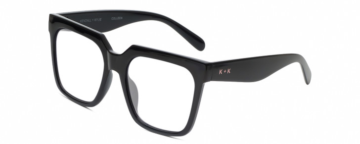 Profile View of Kendall+Kylie KK5160CE COLLEEN Designer Reading Eye Glasses with Custom Cut Powered Lenses in Gloss Black Ladies Square Full Rim Acetate 54 mm