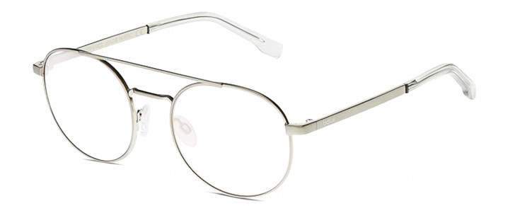 Profile View of BOLLE OVA Designer Bi-Focal Prescription Rx Eyeglasses in Silver Clear Crystal Ladies Pilot Full Rim Metal 52 mm