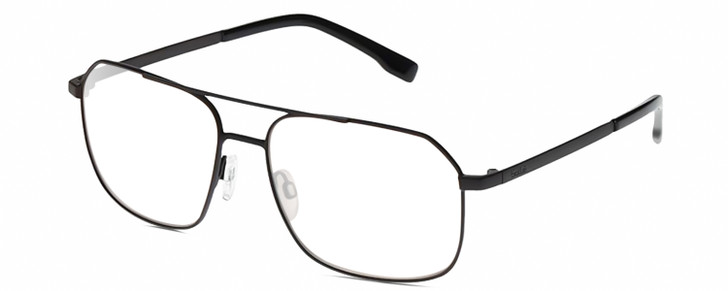 Profile View of BOLLE NAVIS Designer Reading Eye Glasses with Custom Cut Powered Lenses in Matte Gunmetal Black Mens Panthos Full Rim Metal 58 mm