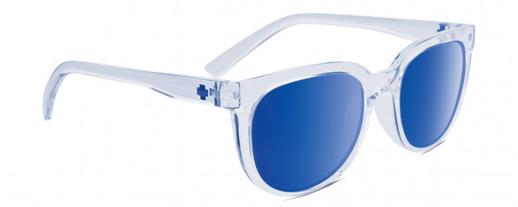 Profile View of SPY Optics Bewilder Unisex Sunglasses Blue Clear Crystal/Grey Navy Spectra 54 mm