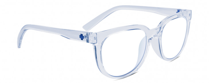 Profile View of SPY Optics Bewilder Designer Progressive Lens Prescription Rx Eyeglasses in Light Blue Clear Crystal Unisex Panthos Full Rim Acetate 54 mm